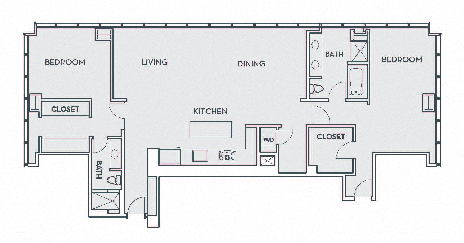 Floor plan for 2 beds, 2 baths, 1816 sqft